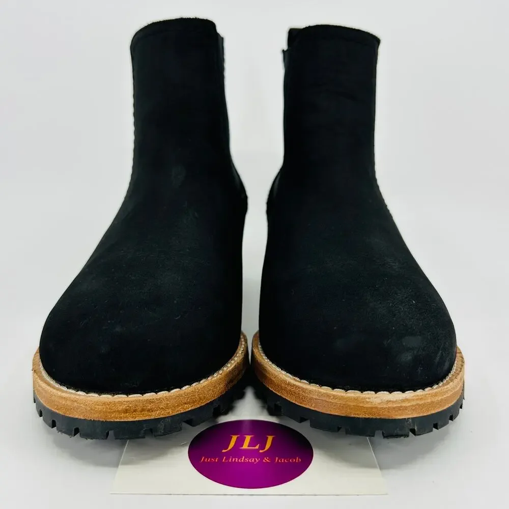 Patina Portland Leather Women's Classic Chelsea Shadow Black Nubuck Boots Size 8